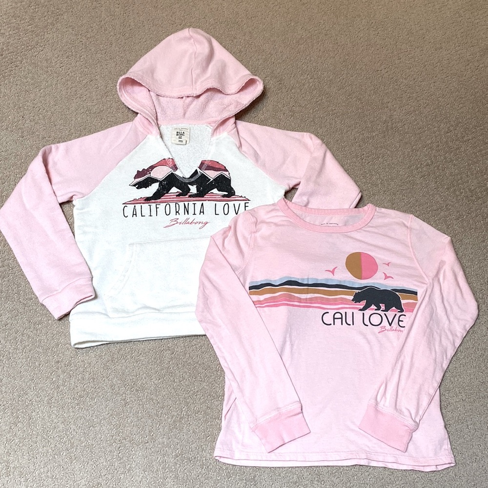 Billabong Girls Cali Love Hoodie & Long Sleeve Tee, Size M